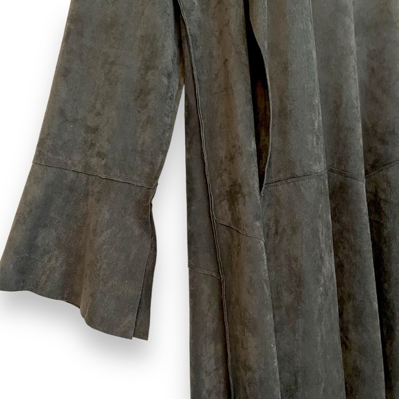 Soft Surroundings Grey Vegan Suede Leather Drapey Longline Open Front Jacket XL - Picture 3 of 4